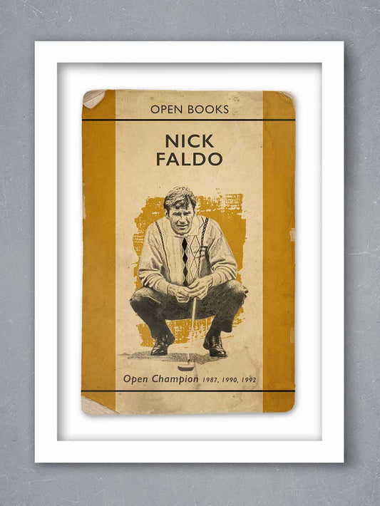 Nick Faldo retro style golf poster print book jacket theme