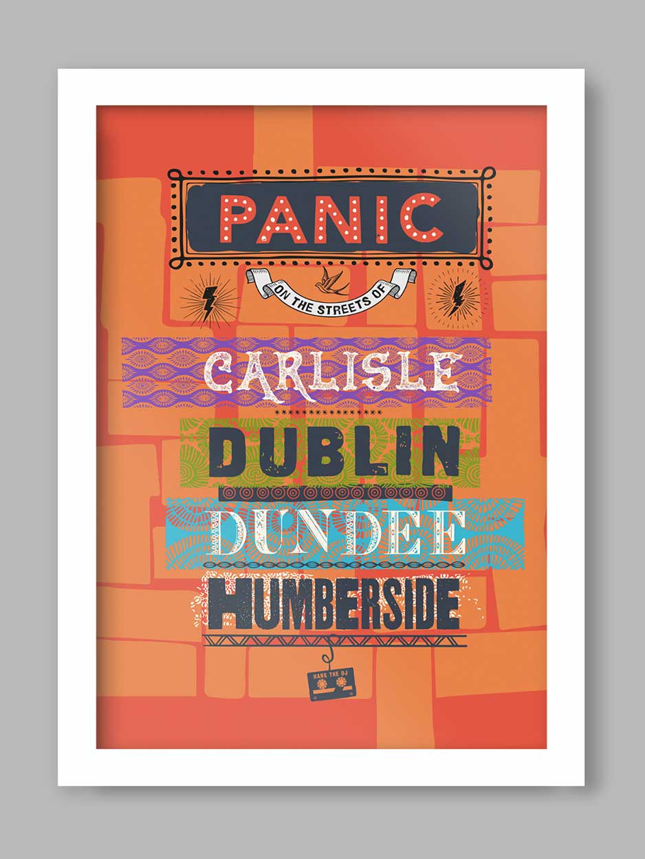 Panic Music print featuring lines from The Smiths single of 1986