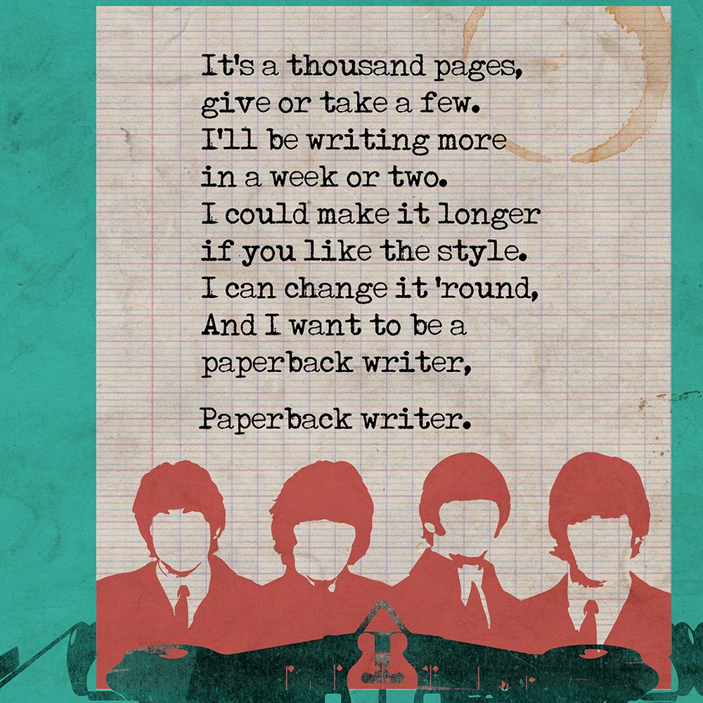 Paperback Writer - Beatles Book Jacket Print. Inspired by the old retro Penguin book covers - this celebrates The Beatles 1966 single