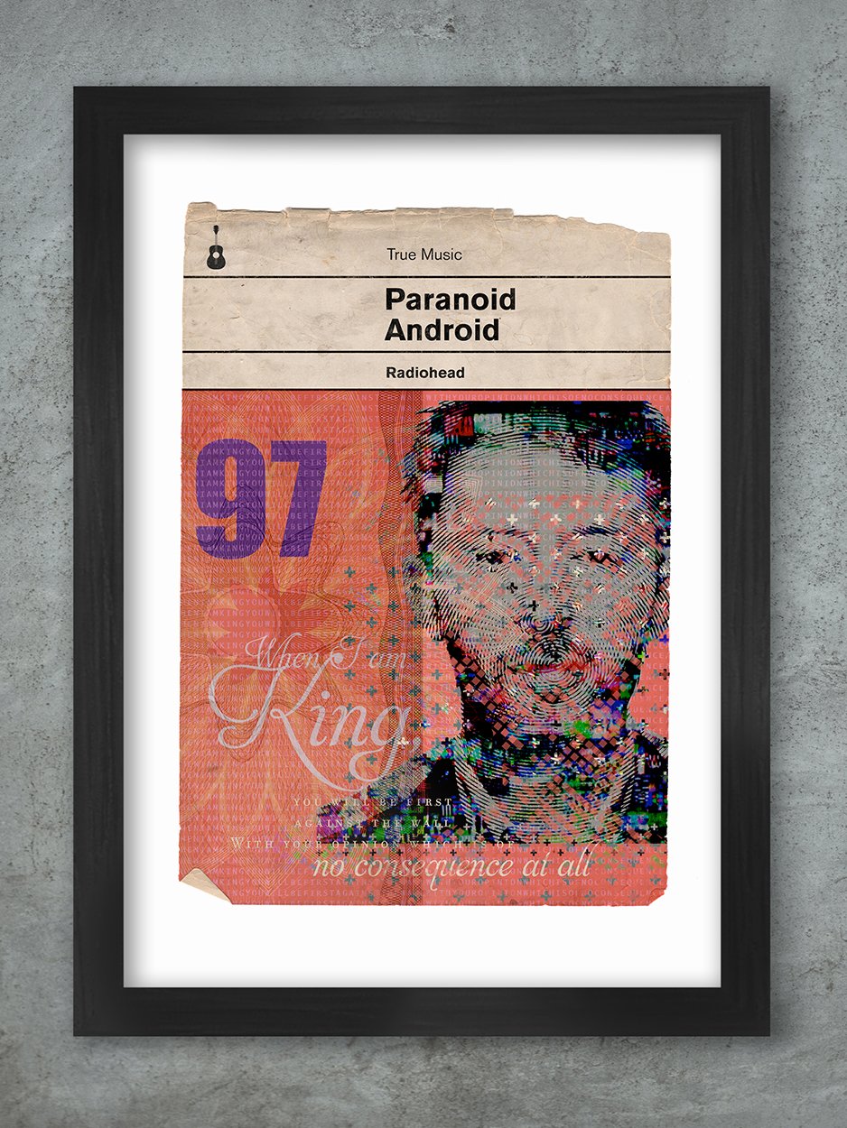 Paranoid Android Radiohead Book Jacket style Print