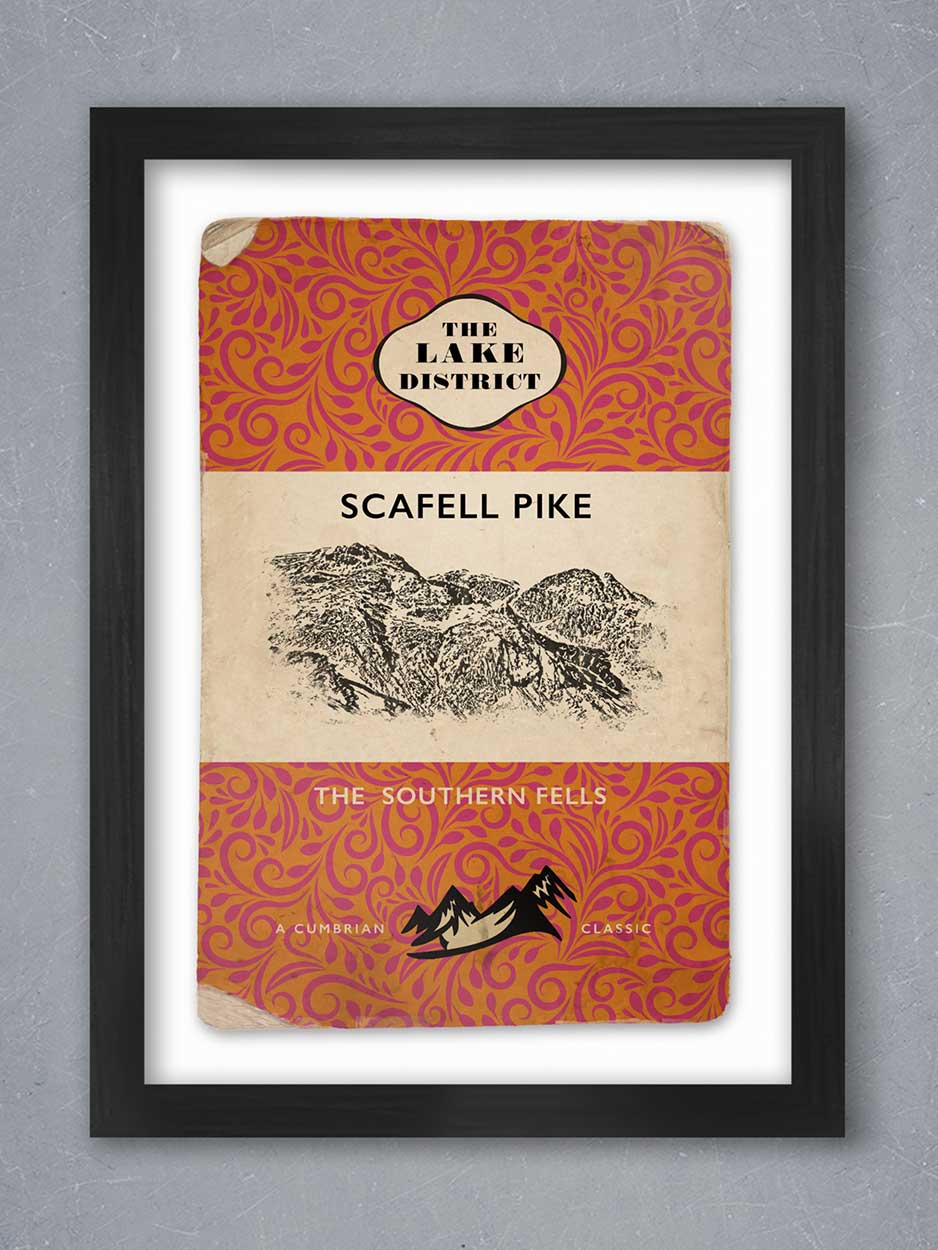 scafell pike book style poster retro vintage theme