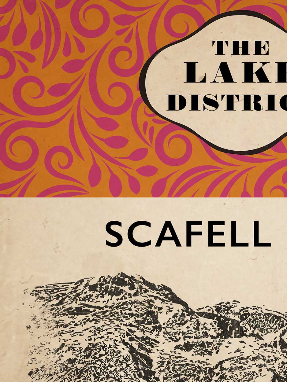 scafell pike poster retro style book jacket theme