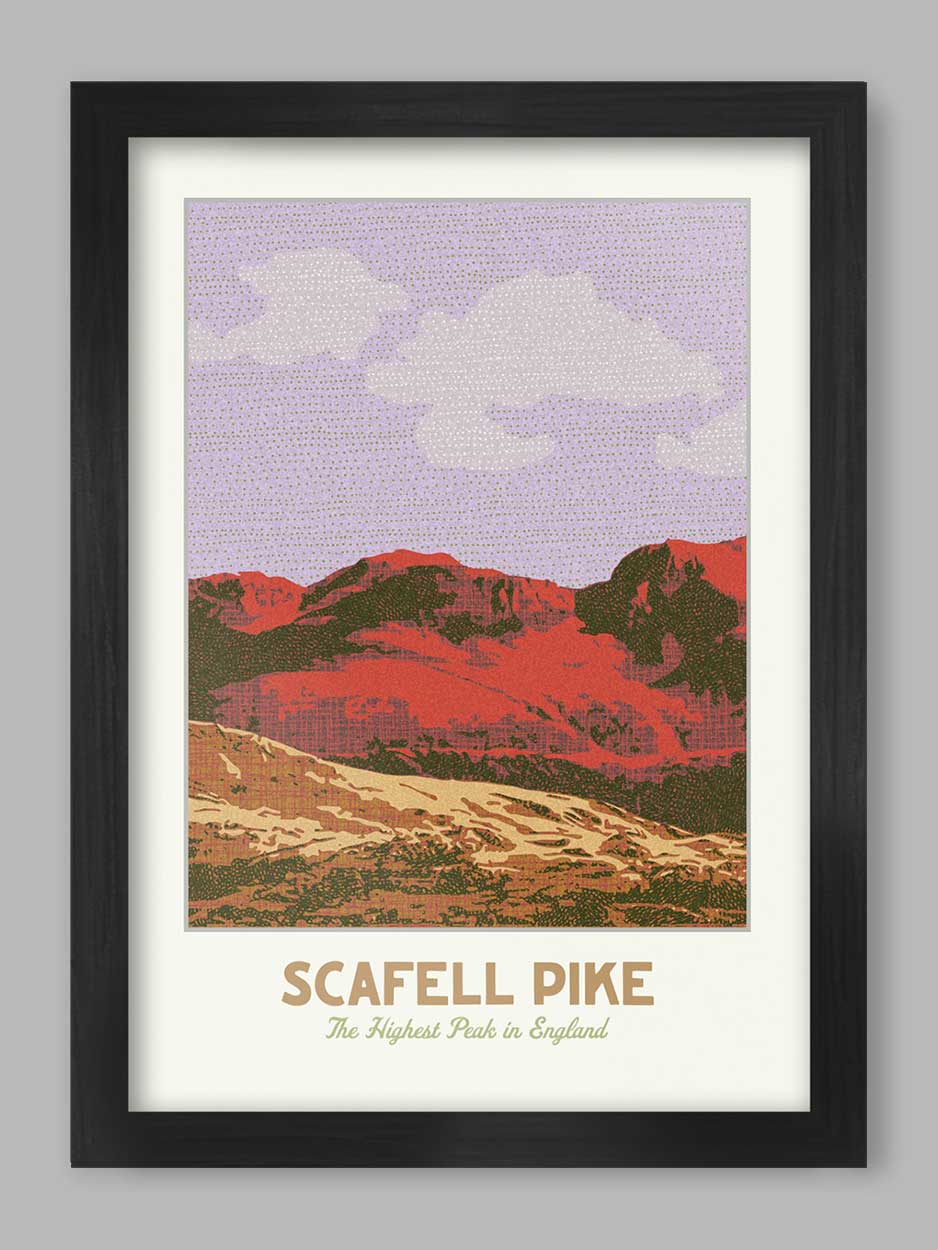 Scafell PIke retro styled Lake District poster print