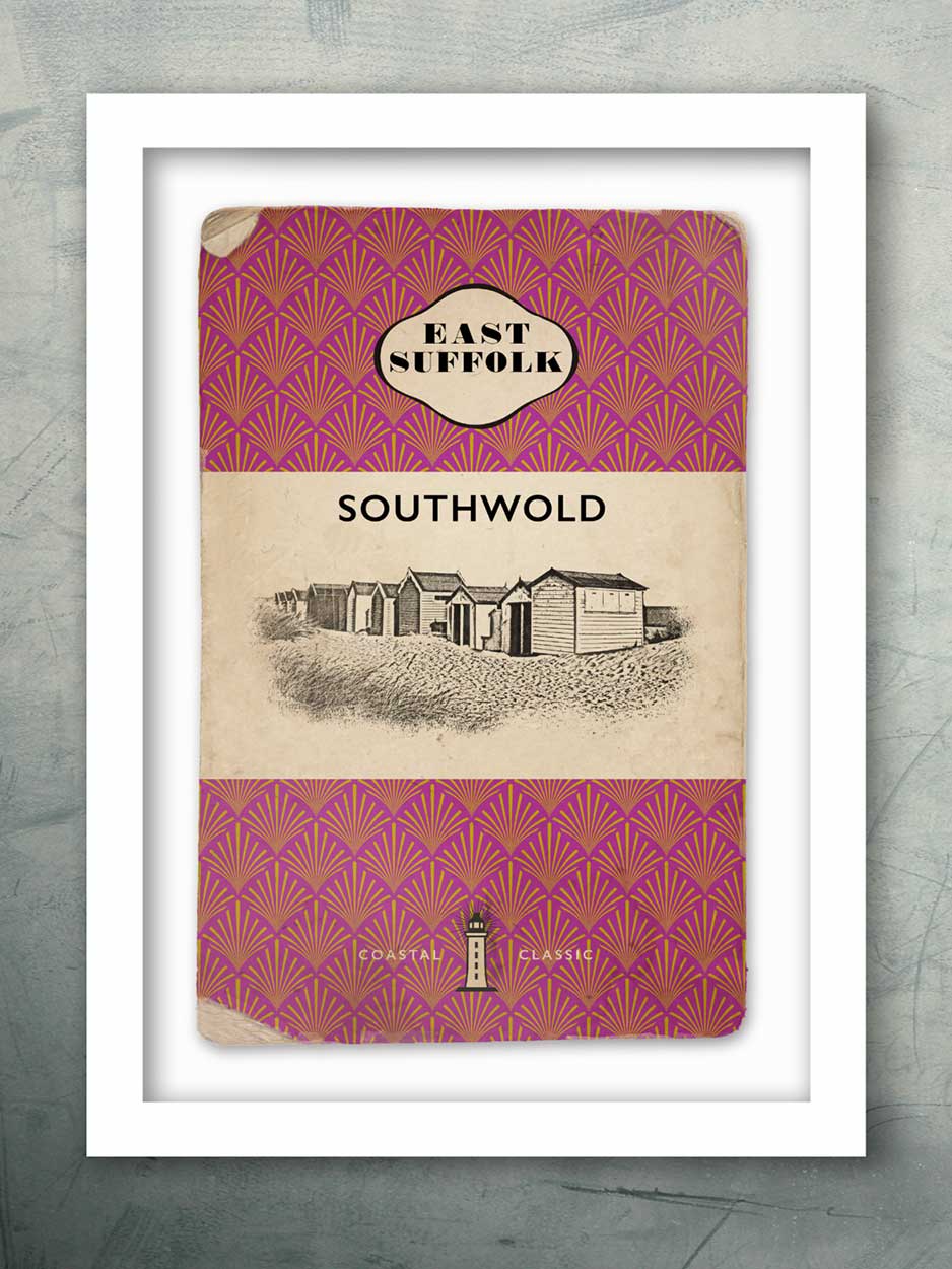 Southwold Print showing the beach huts on the Suffolk Coast