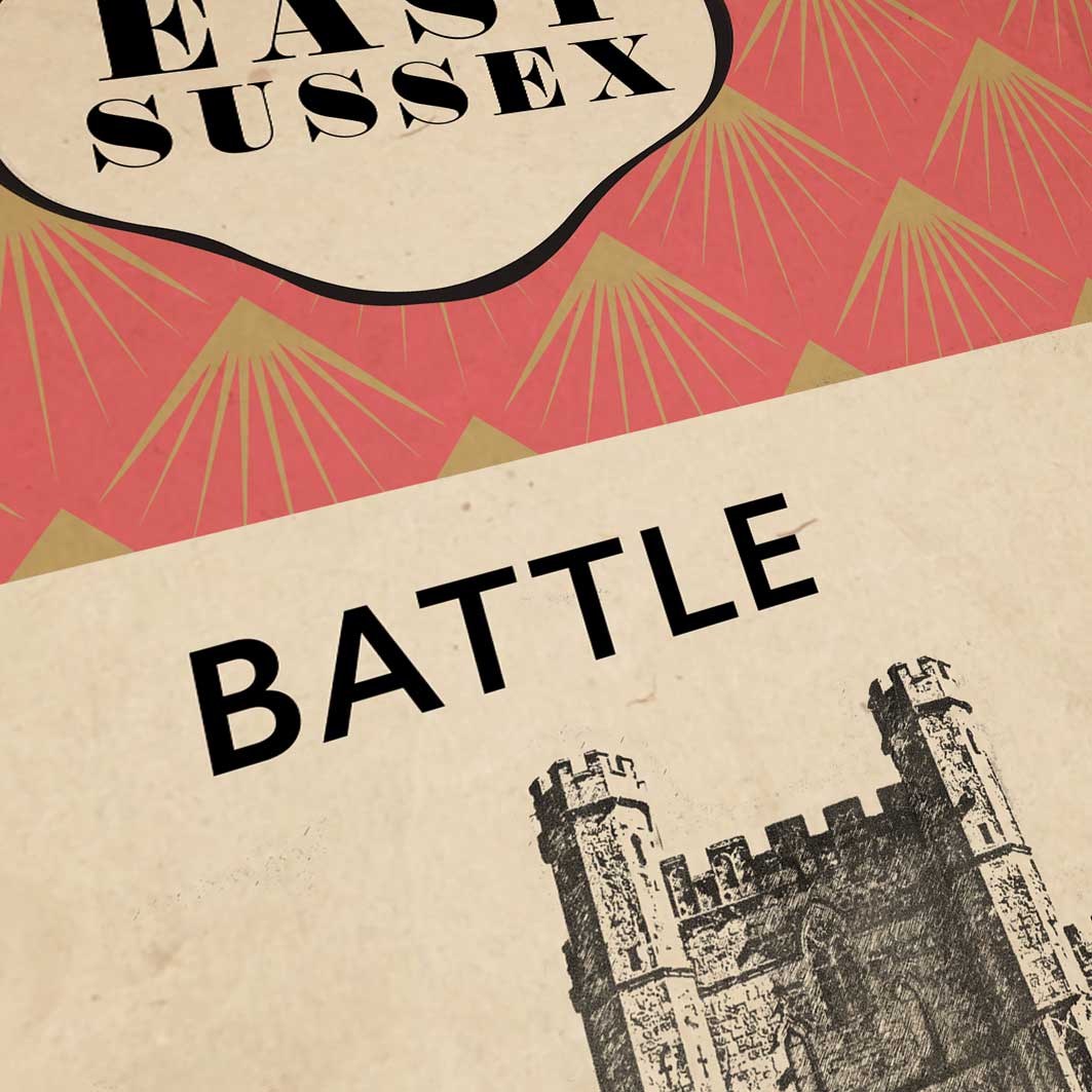 Battle East Sussex retro style poster print