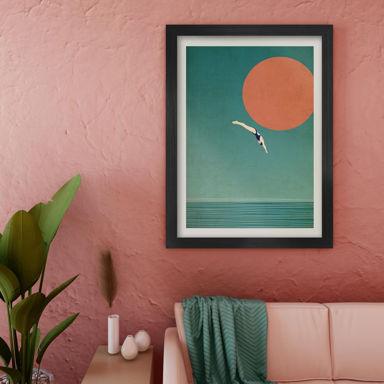 swimming minimalist pop art print