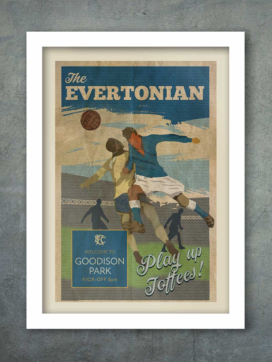 Everton retro style football poster print