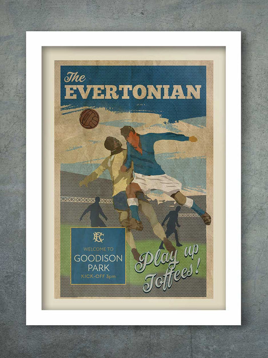 Everton retro style football poster print