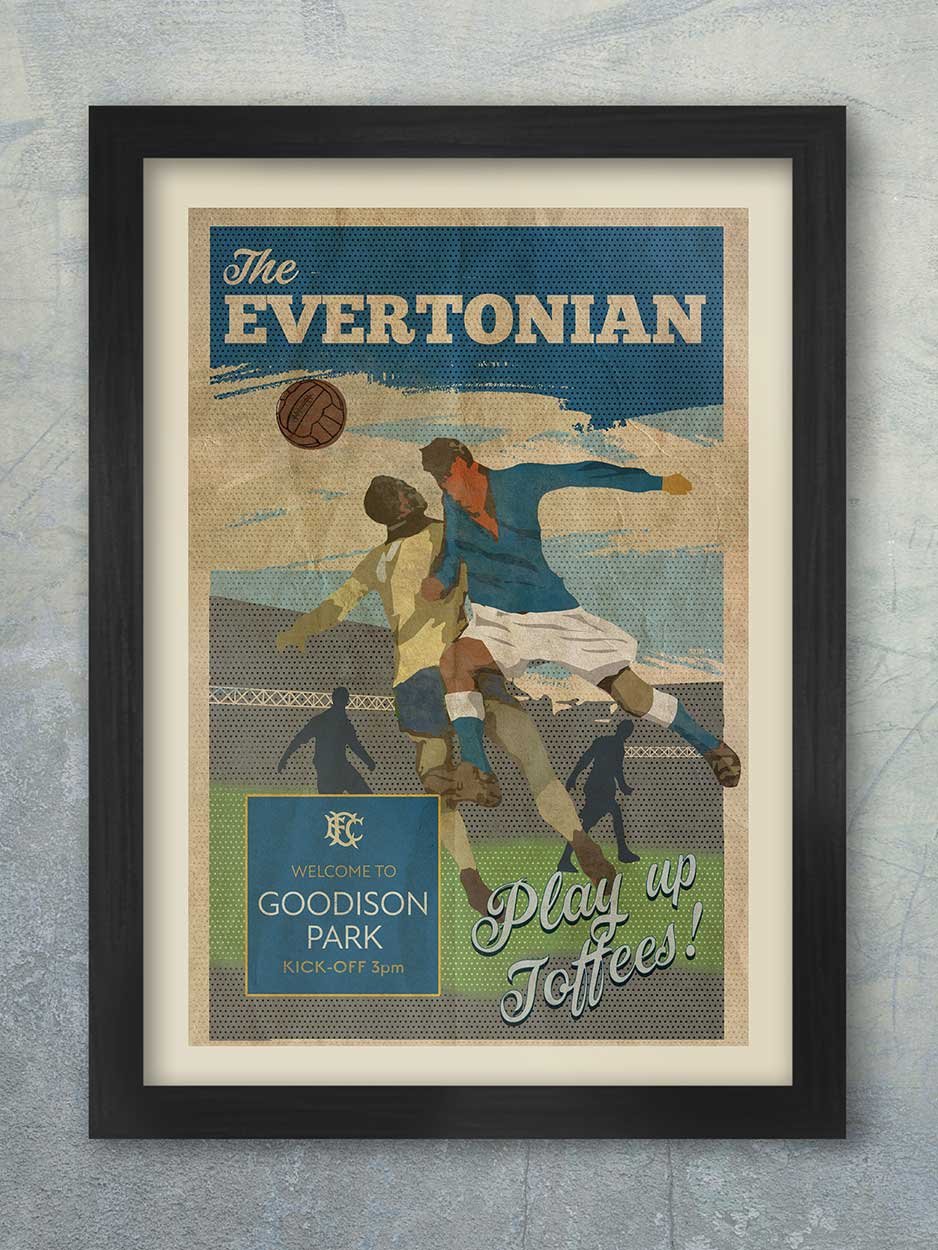 Everton match programme style football poster print