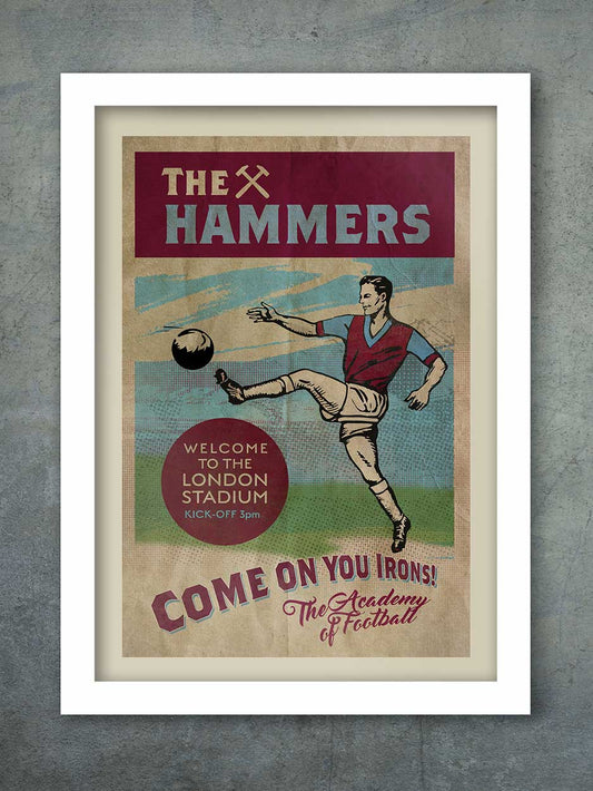Retro style West Ham match programme style poster