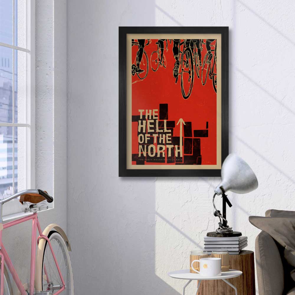 Paris Roubaix inspired. The Hell of the North Cycling Poster Print. 