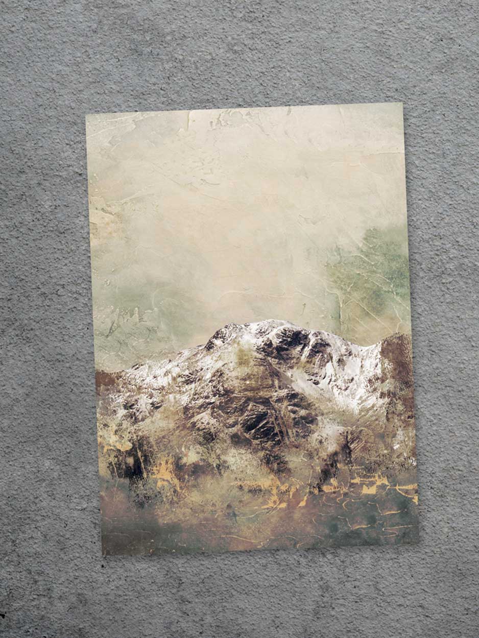 The Lake District Fells Greeting Cards card The Northern Line Scafell Pike in Winter 