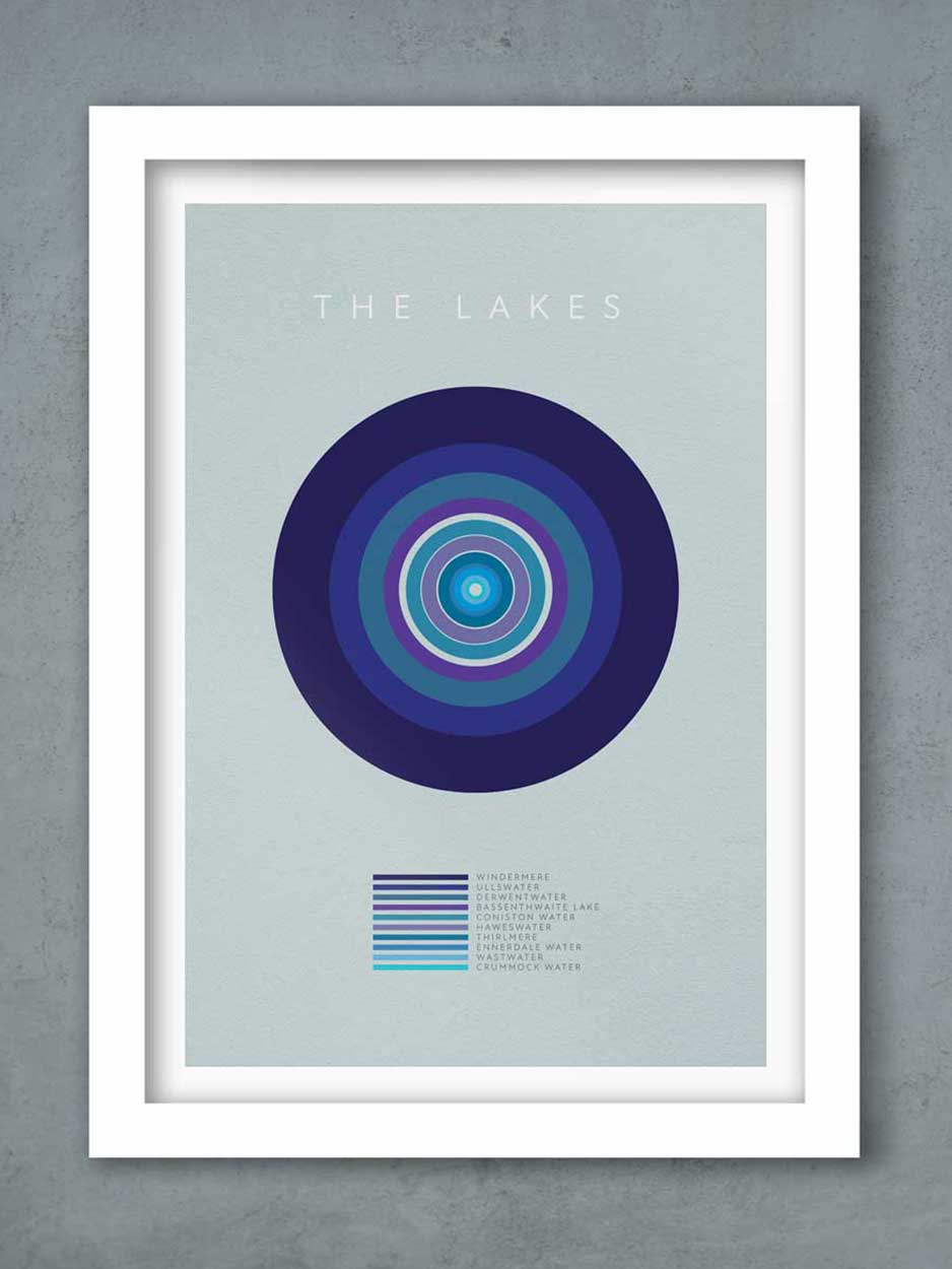 infographic abstract lakes of the lake district print
