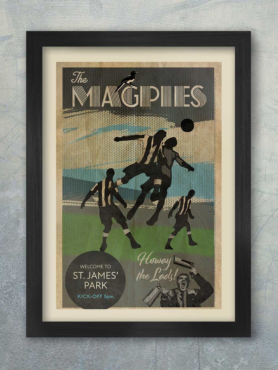 Newcastle United match programme style retro football poster print