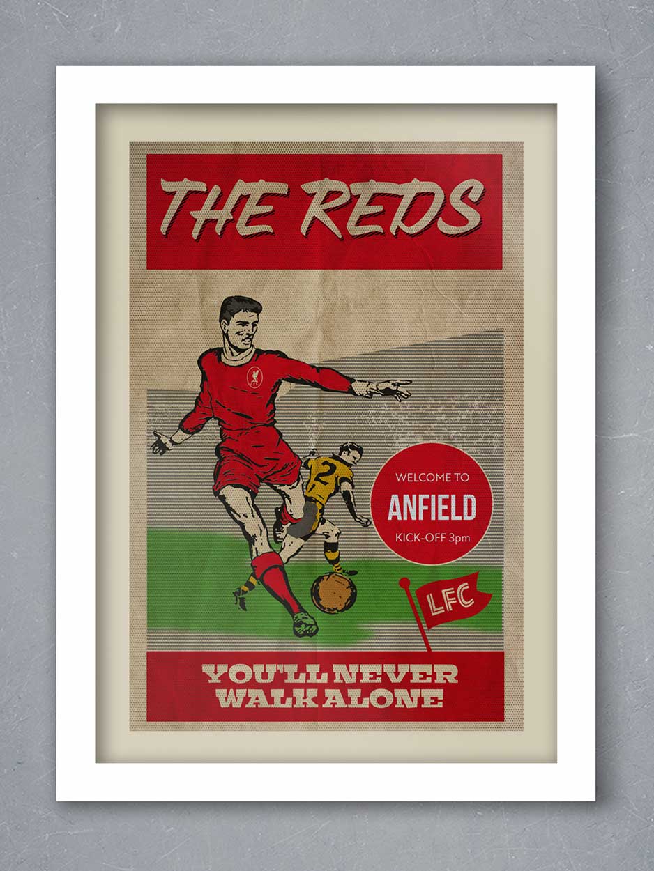 Liverpool FC old programme style football poster print