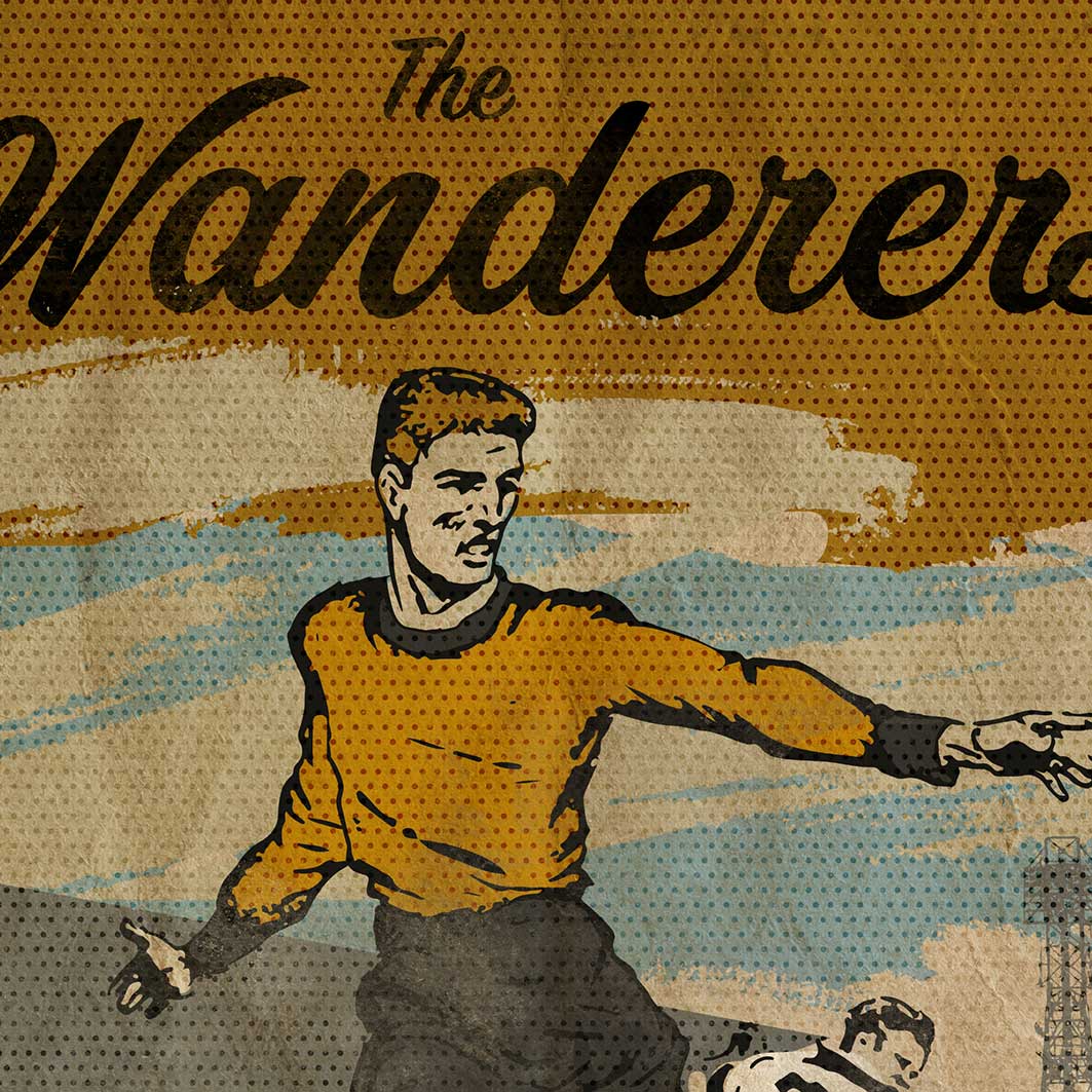 Wolves vintage style football poster print detail