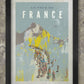 Tour De France Retro Cycling Poster Print - Vintage Blue illustration featuring the iconic alps.