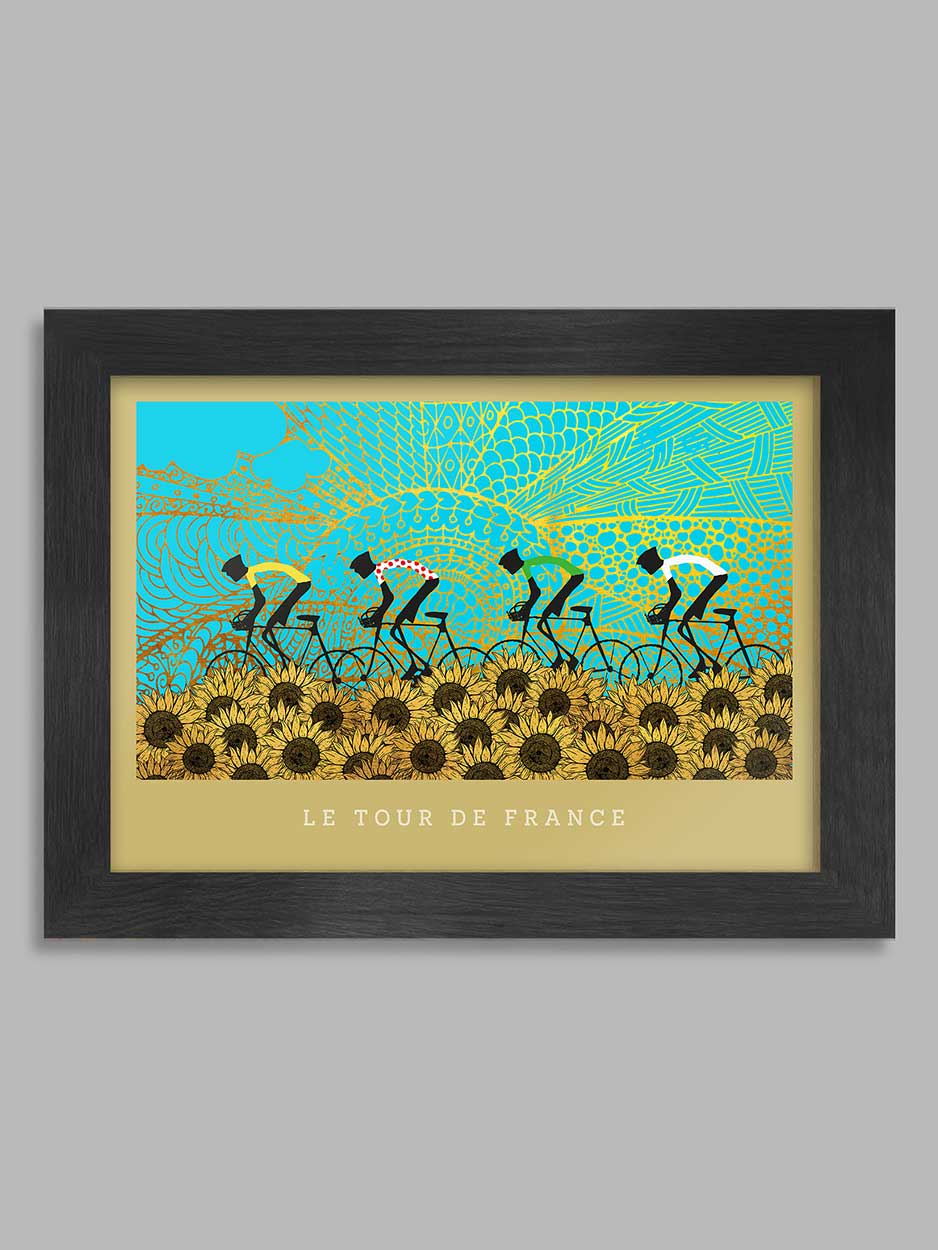 Tour de France sunflowers a4 poster 