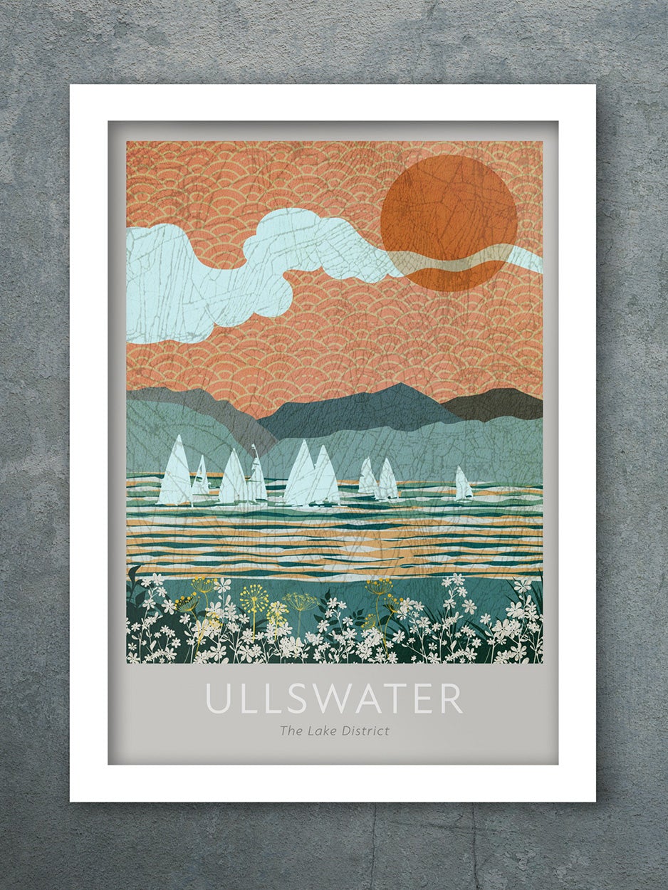 Ullswater lake District retro style poster print