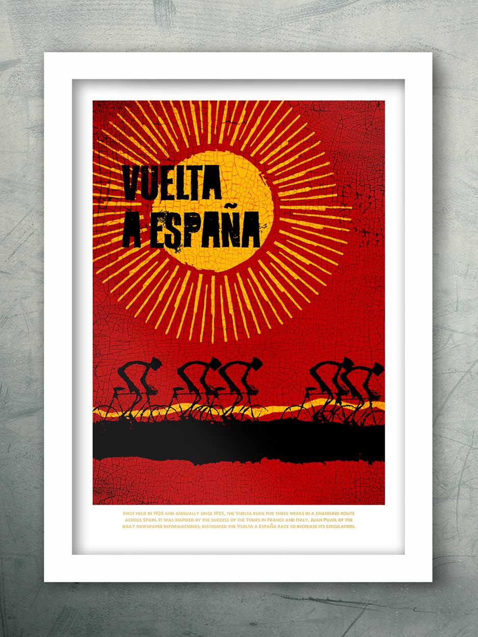 red cycling poster of vuelta a espana spanish cycling