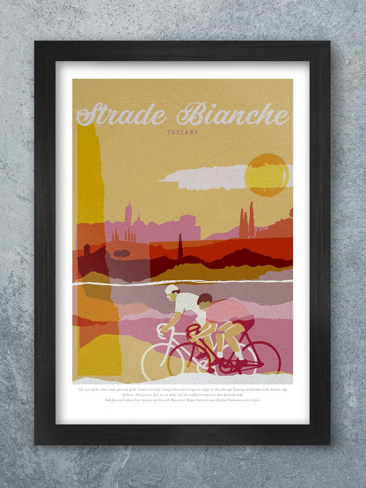 strade bianche retro style cycling print