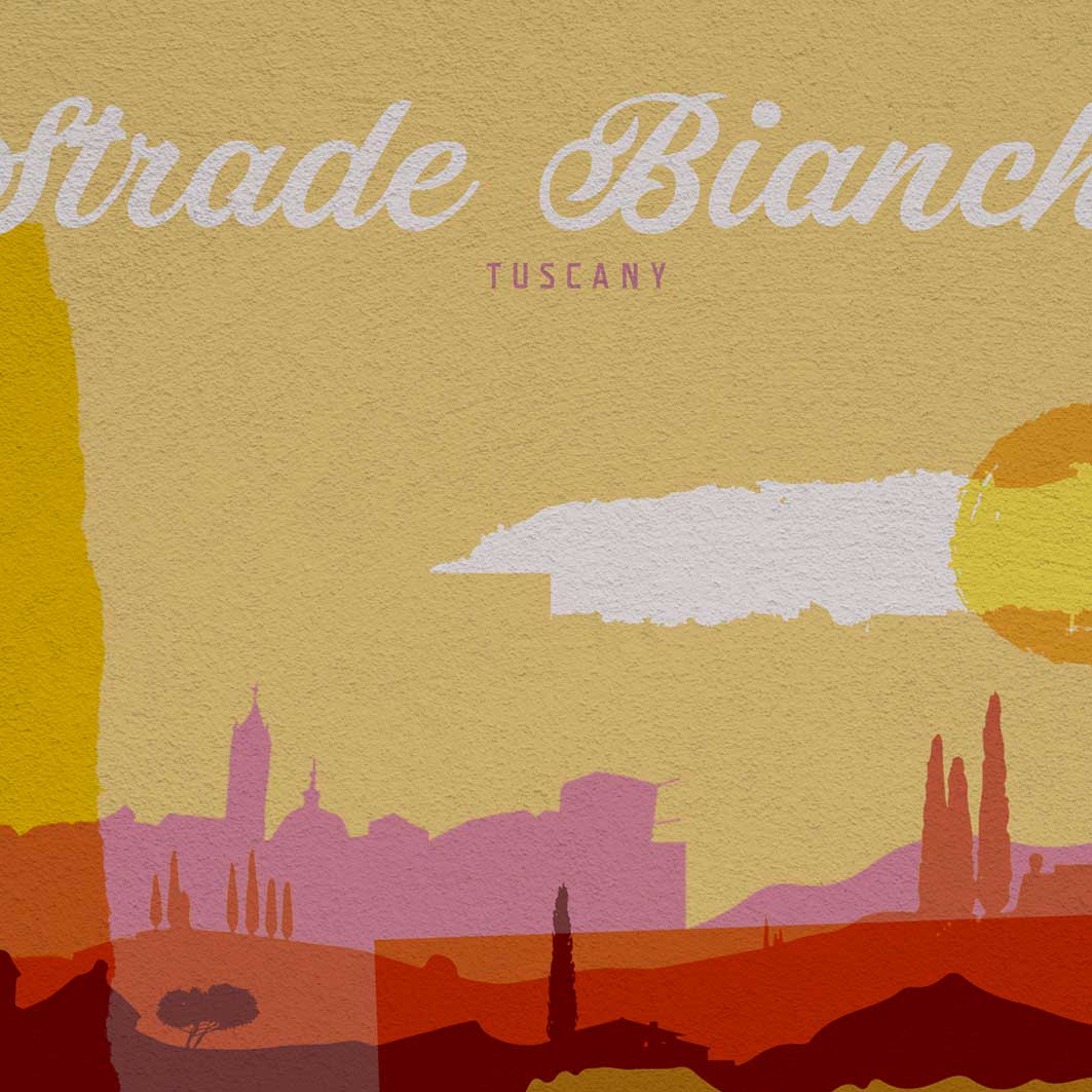 strade bianche retro style italian cycling poster image detail