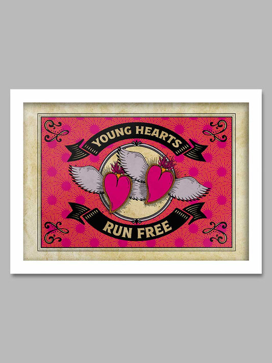 Young Hearts Run Free Music Poster Print - retro matchbox style